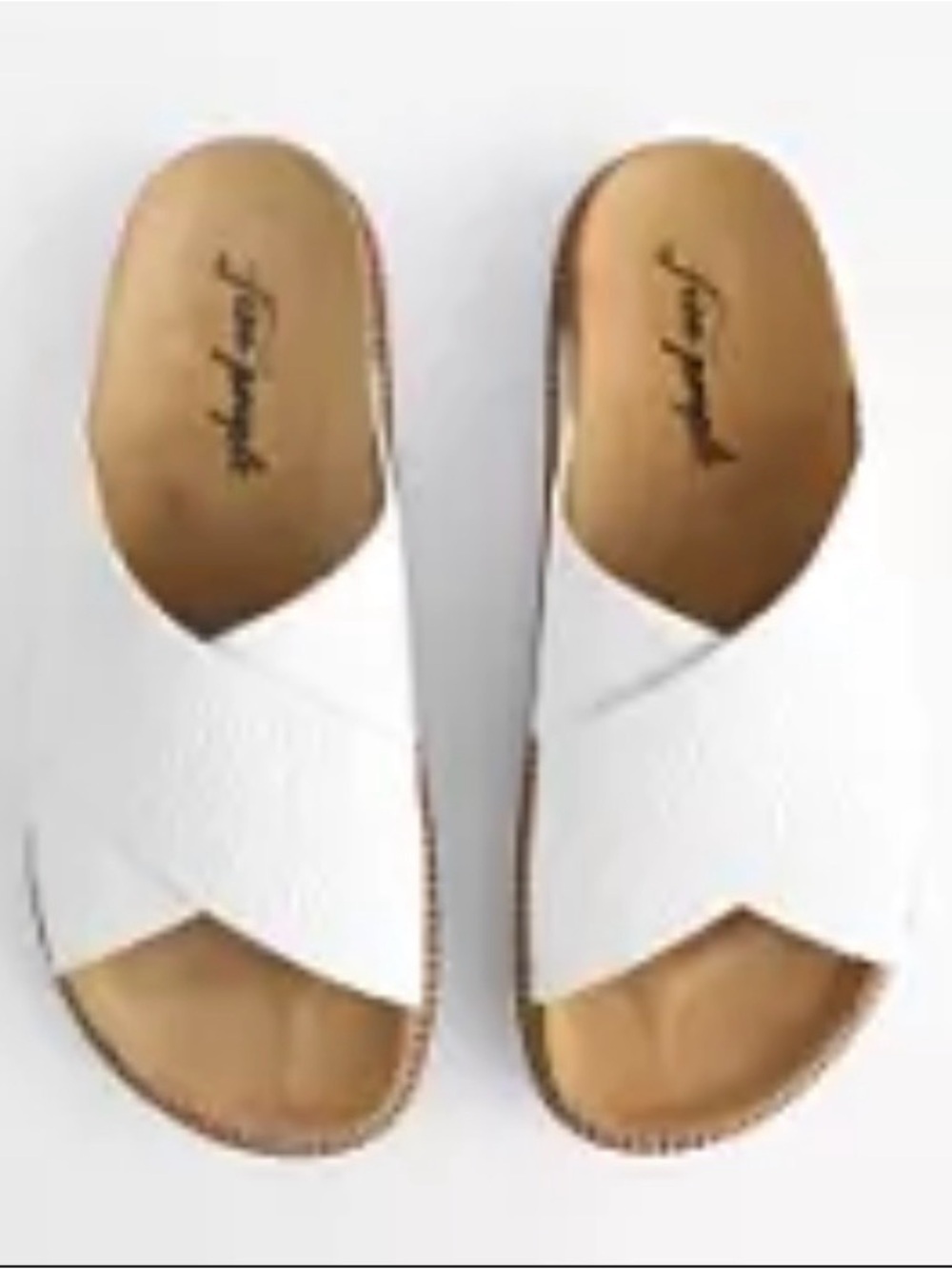 Free People White Leather Cross-Strap Slide Mules. Size 40